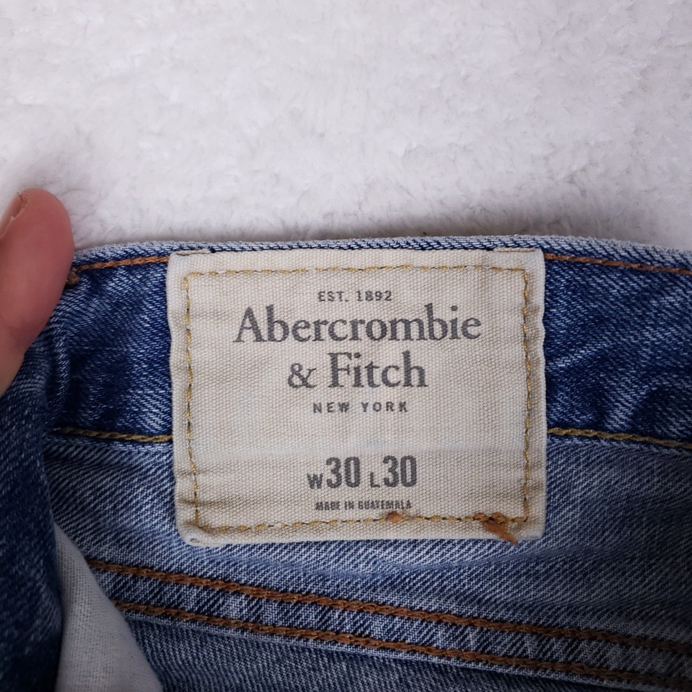 Abercrombie & Fitch Distressed Button Fly Jeans 30x30 Blue - Picture 8 of 12